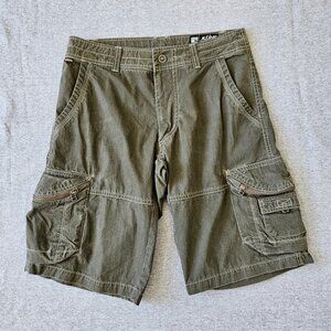 Kuhl Cargo Shorts Men's 34 11" Inseam Olive Chino Hiking Outdoor Y2k Grunge Look